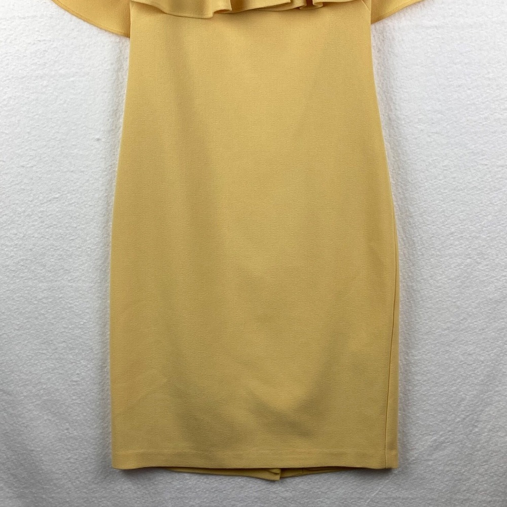 Vince Camuto Womens Yellow Pleated Cape Collar Fitted Dress Size 2 - Picture 4 of 13
